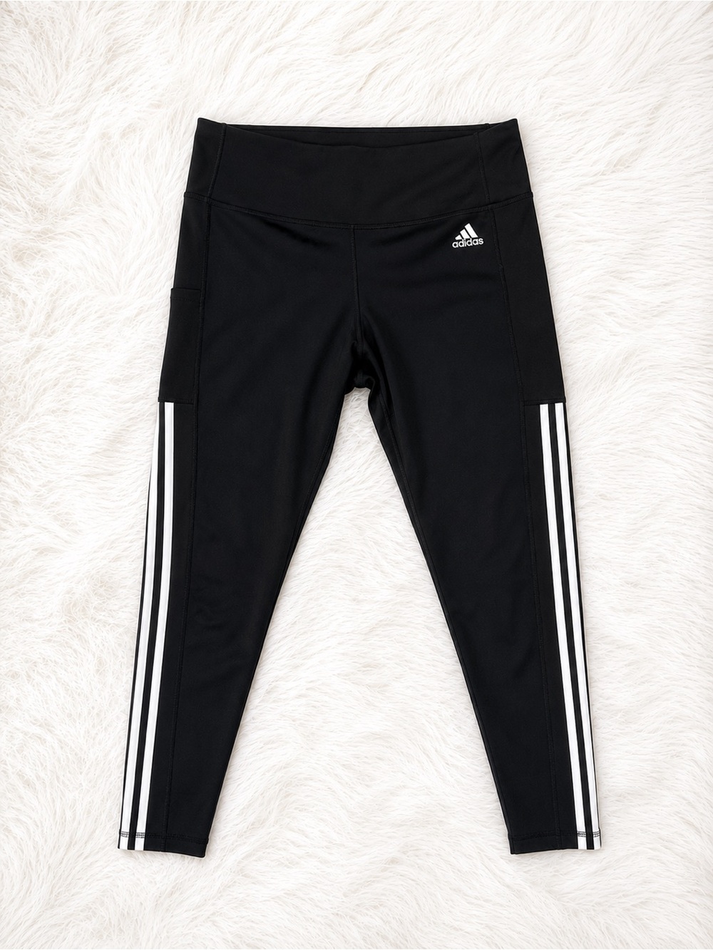 Adidas Primegreen High Rise 3 Stripe Pocket Leggings Black Women’s XL Athleisure